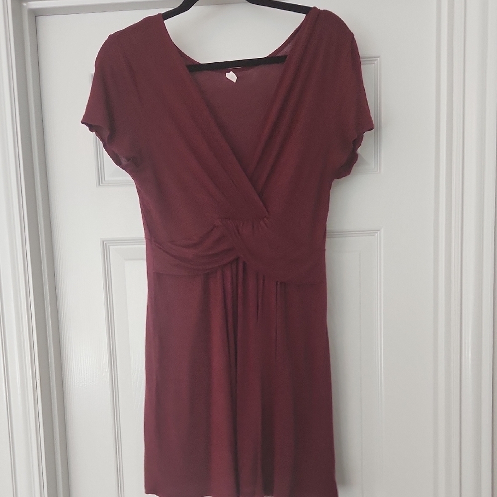 Burgundy Draped Front Top